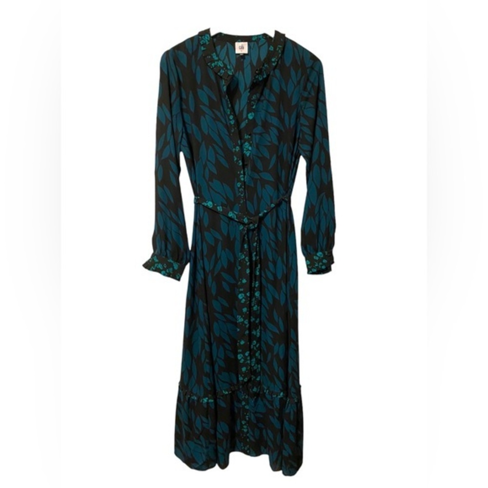 Cabi Autumn Button-down Printed Maxi Dress Combo Sz Medium